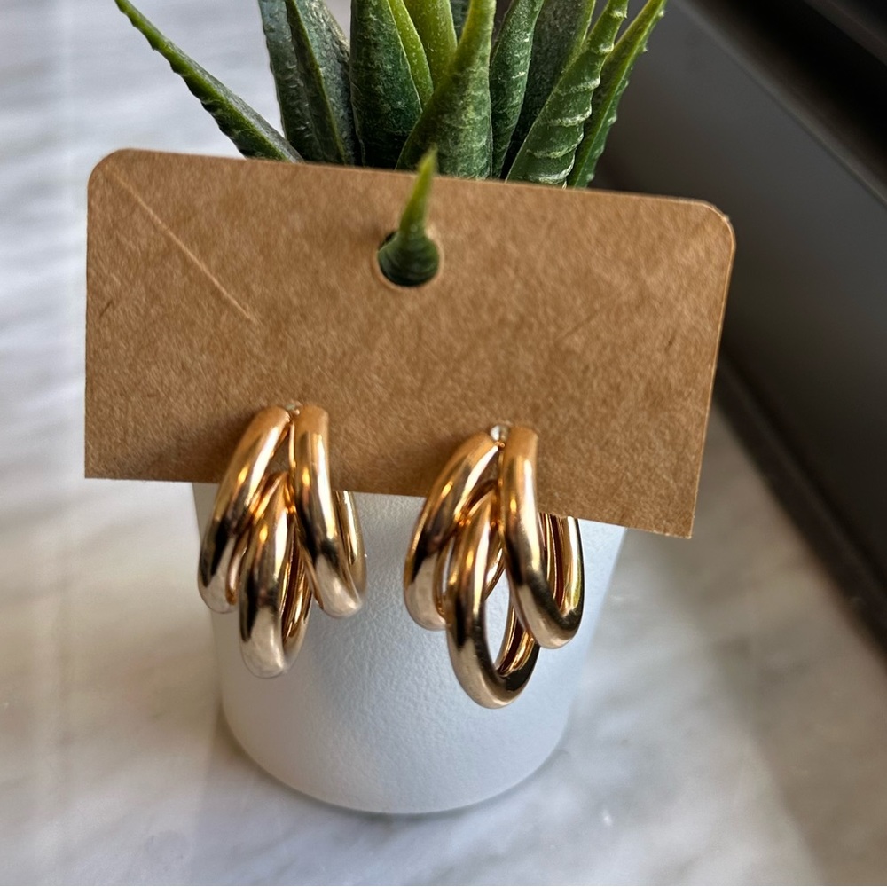 Three Thick Hoops Earrings
